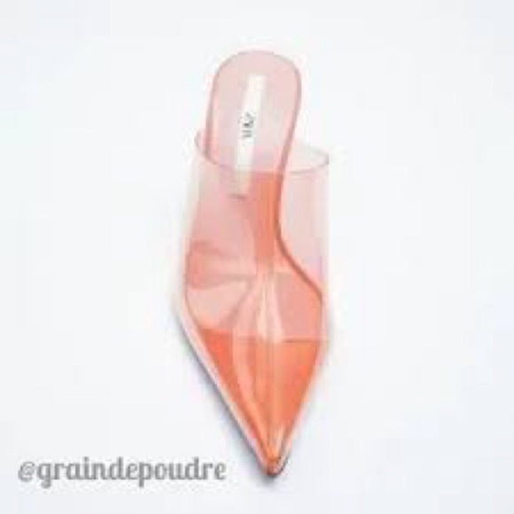 Zara Pink Mules with Transparent Design - Picture 1 of 9